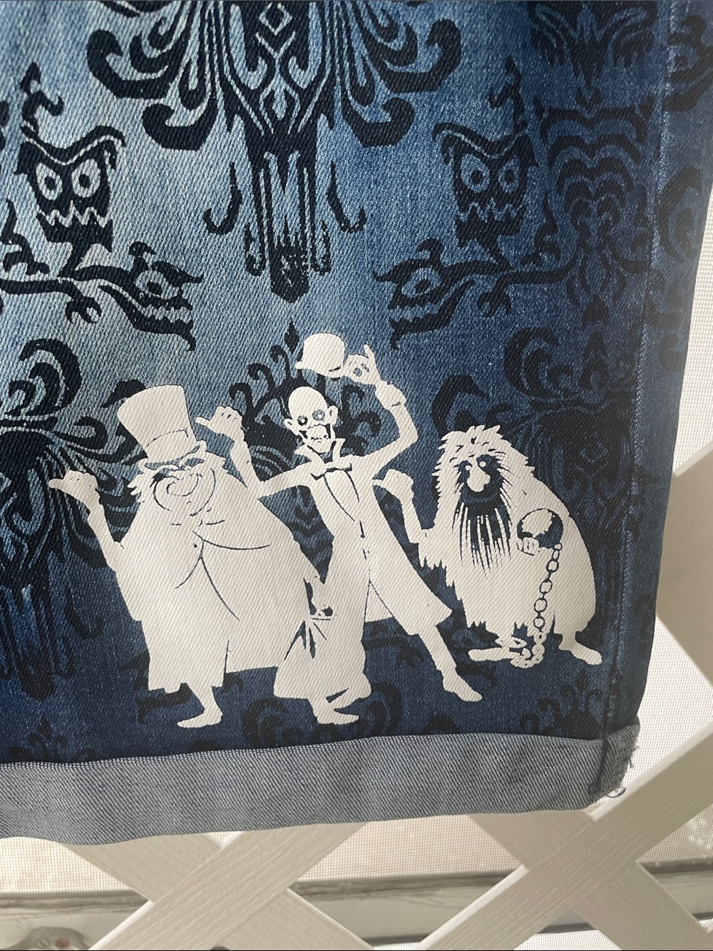 Disney Haunted Mansion Wallpaper Print Denim Shorts - Picture 4 of 10